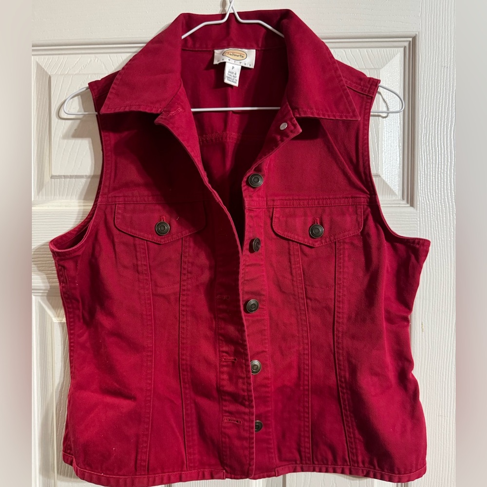 Coldwater Creek Red Sleeveless Button Down Vest